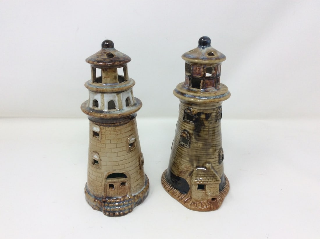 Lighthouse Tealight Holders Ceramic Glazed (6.5in Tall) (1 of 1)