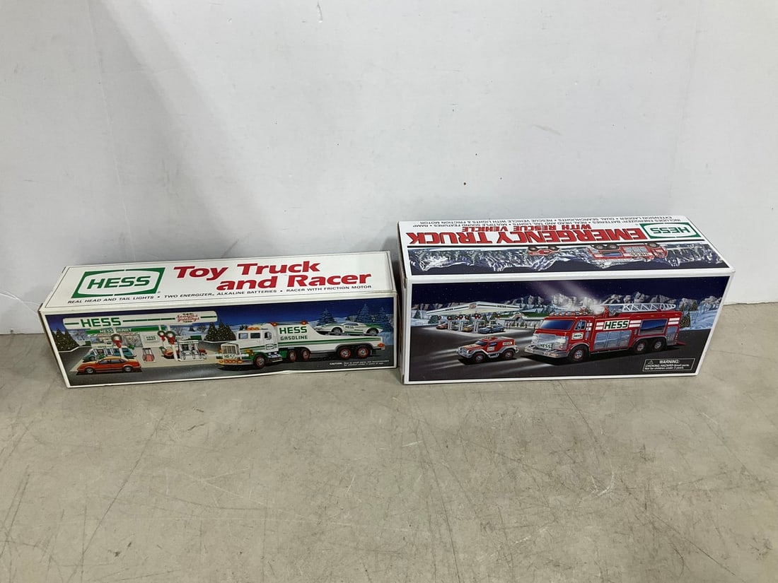 Hess toy truck/racer and emergency truck with rescue vehicle (1 of 1)