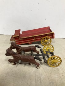 Vintage Metal Horse and Carriage