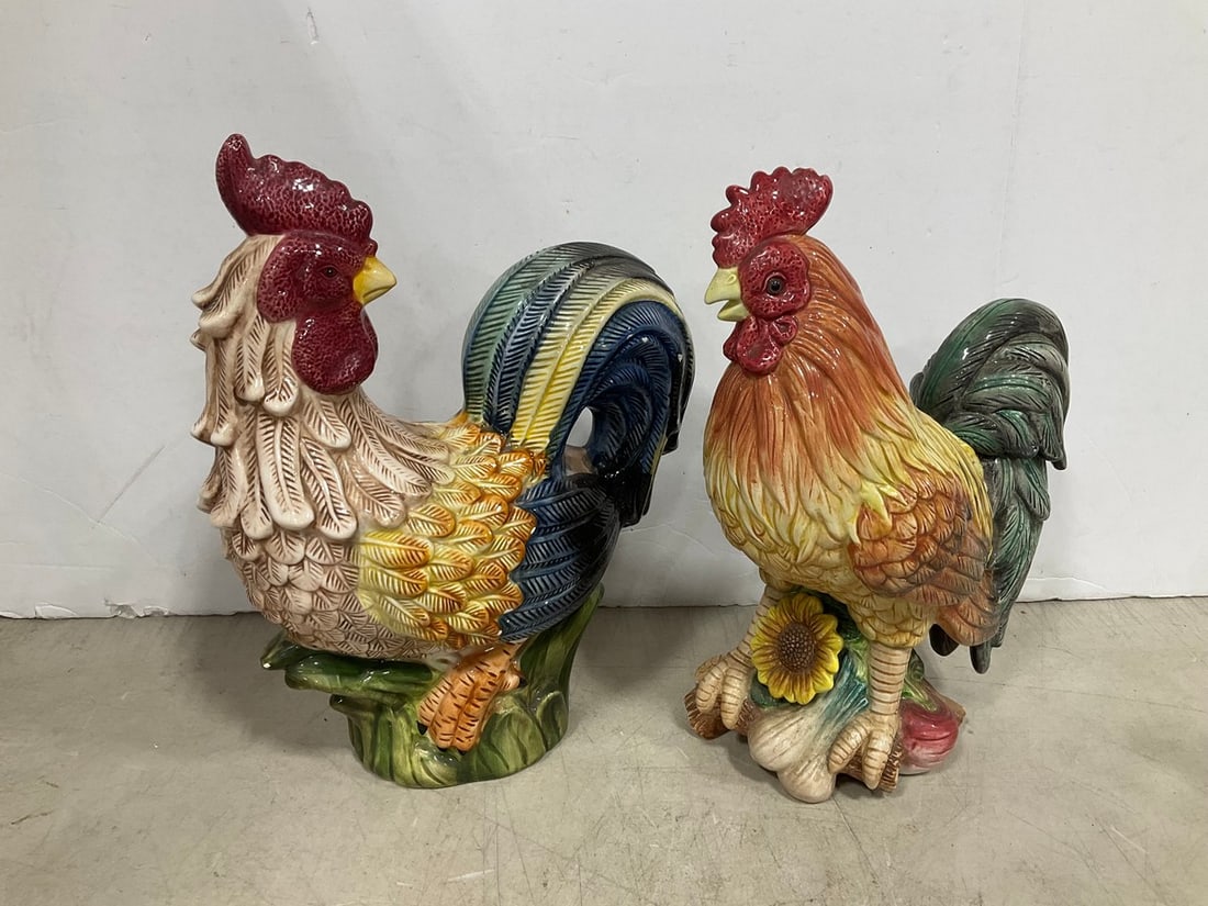 Fitz and Floyd Ceramic Cocks(12in Tall): Fitz and Floyd Ceramic Cocks(12in Tall)