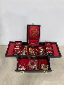 Vintage Jewelry Box with Various Costume Jewelry