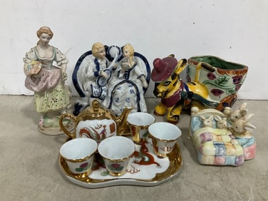 Various Ceramic Figures, Planter, Tea Set, and more (Tallest - 6.5in)