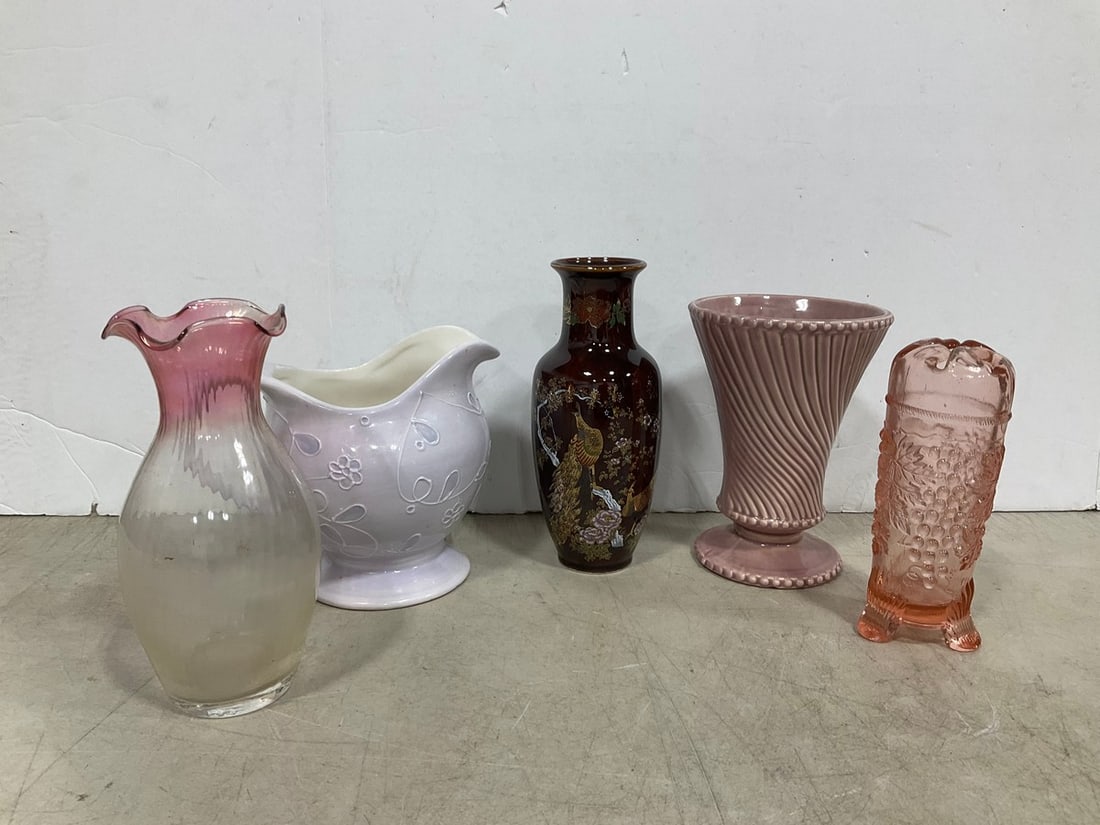 Various Glass/Ceramic Vases, and Pitcher (Tallest - 8.25in) (1 of 1)