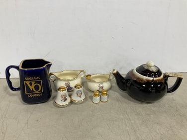 Various Ceramic Pitchers, Salt/Pepper Shakers, and more