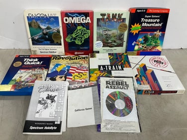 Various computer games(Star Wars Rebel Assault, Super Solvers Treasure Mountain, Tank, and more)
