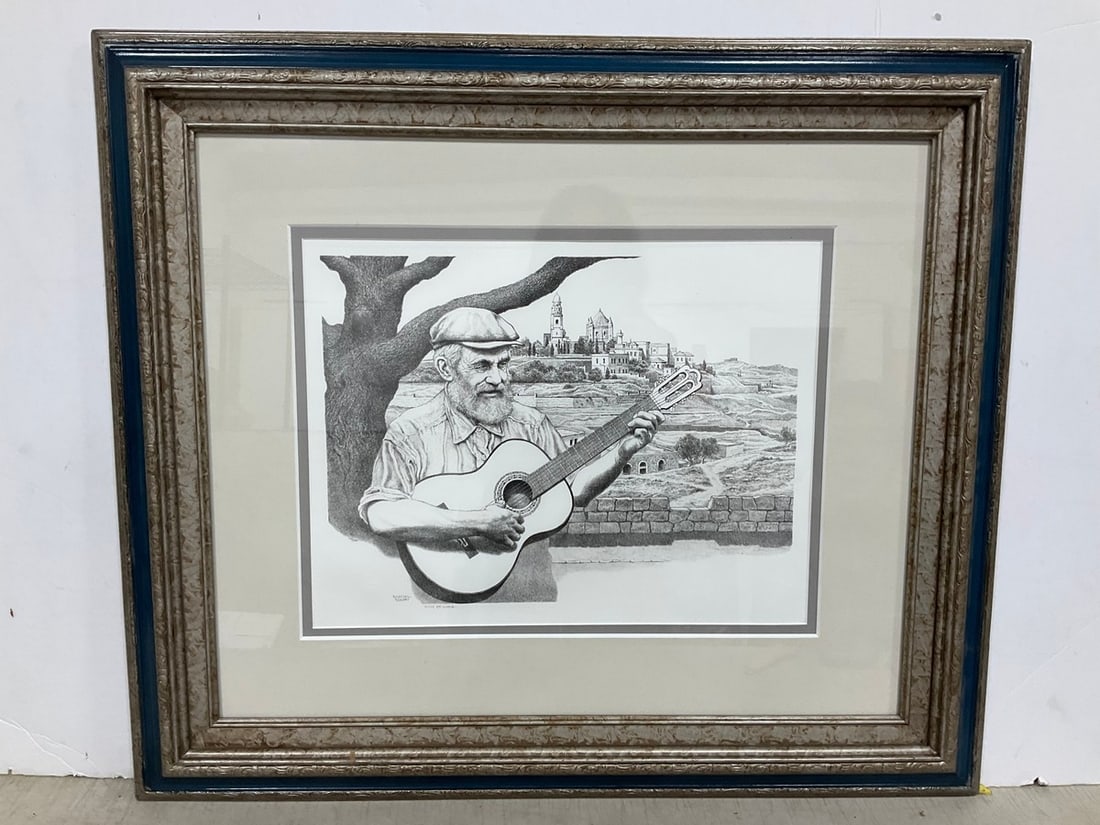 Framed Black and White Art Print Signed Emanuel Schary (26inx30in) (1 of 1)