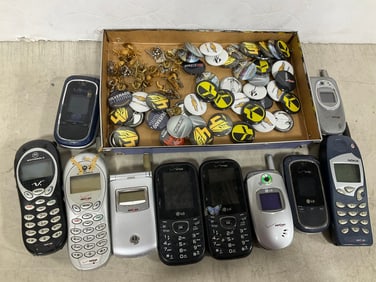 Vintage Western Style Pins, Automobile Pins, and Various Phones