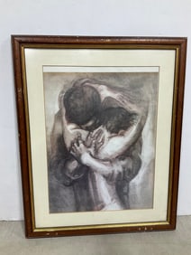 Framed Hugging Artwork By Peter Passuntino(17inx21in)