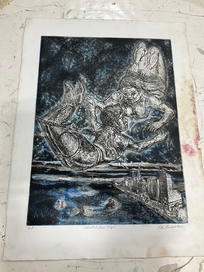 Signed 'Christ Enters NYC' Artwork By Peter Passuntino (22inx30in) (1 of 1)