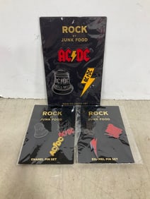 ACDC enamel pin sets and iron on patch set