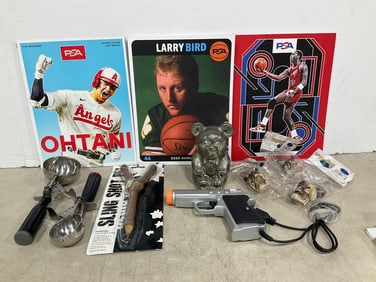 Sling shot pen, ice cream scoops, bear bank, and more