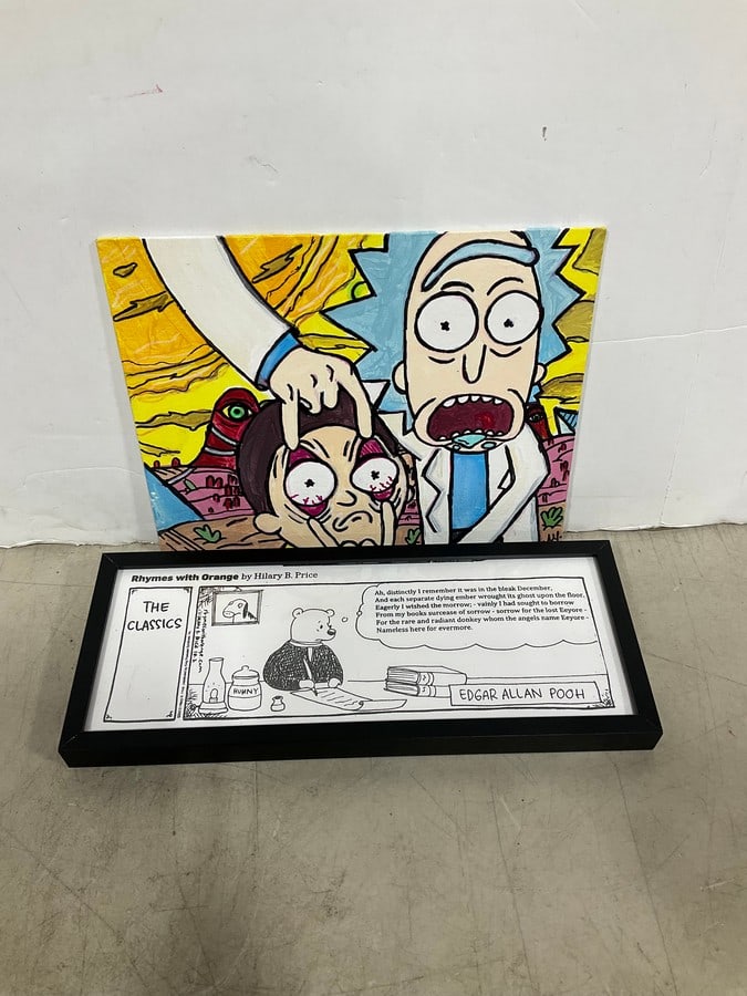 Rick and Morty canvas and Edgar Allan Pooh artwork: Rick and Morty canvas and Edgar Allan Pooh artwork