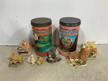Vintage puzzles and decorative statues