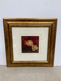 Framed floral art print(17in.x17in.)