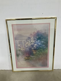 Framed and signed floral art print(16in.x20in.)