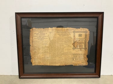 Dewars white label whisky framed document(19.5in.x24in.)