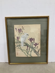 Framed oriental bird artwork(20in.x24in.)