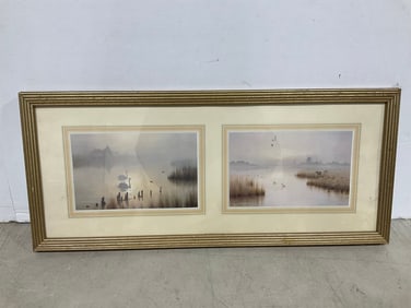 Framed River Landscapes scenic artwork by David Dane(9.5in.x21.5in.)