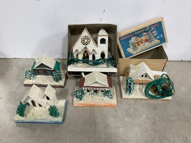 Paper Mache vintage Christmas houses
