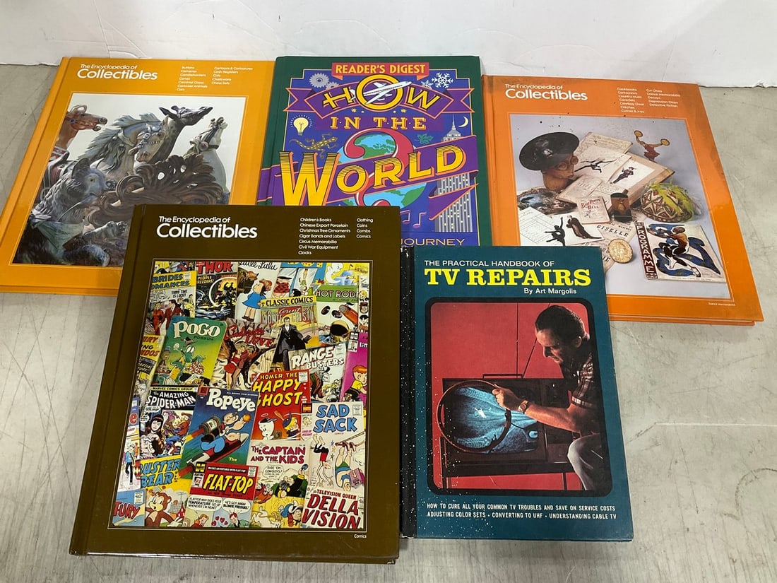 Vintage hardcover books(The Encyclopedia of Collectibles, Reader's Digest How in the World , and (1 of 1)