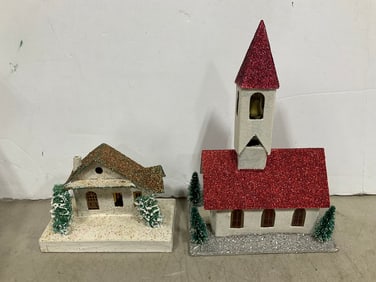 Paper Mache vintage Christmas houses