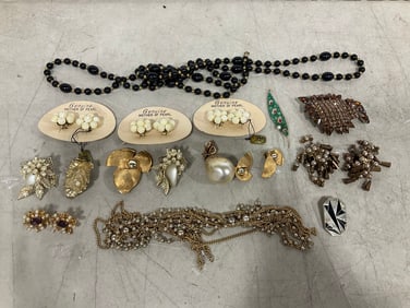 Costume jewelry(pearl earrings, broaches, and more)