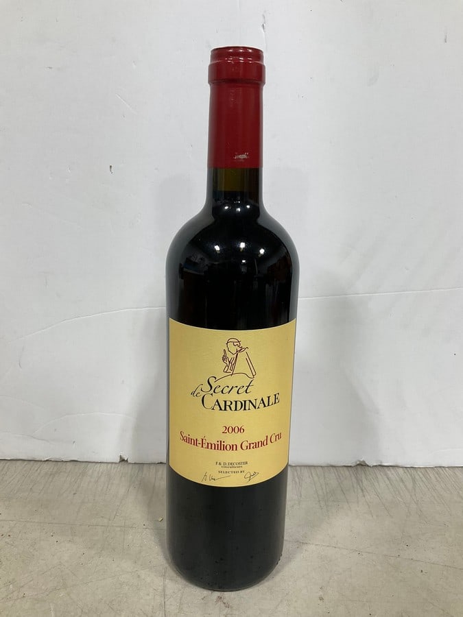 2006 Secret de Cardinale Saint Emilion Grand Cru wine: Any contents in bottle is Free; You are bidding on the bottle & unbroken tax stamp