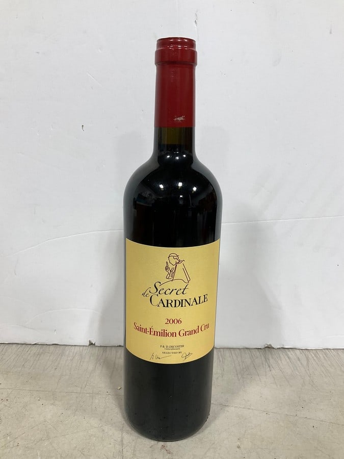 2006 Secret de Cardinale Saint Emilion Grand Cru wine: Any contents in bottle is Free; You are bidding on the bottle & unbroken tax stamp