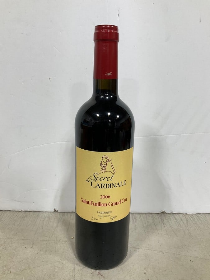 2006 Secret de Cardinale Saint Emilion Grand Cru wine: Any contents in bottle is Free; You are bidding on the bottle & unbroken tax stamp