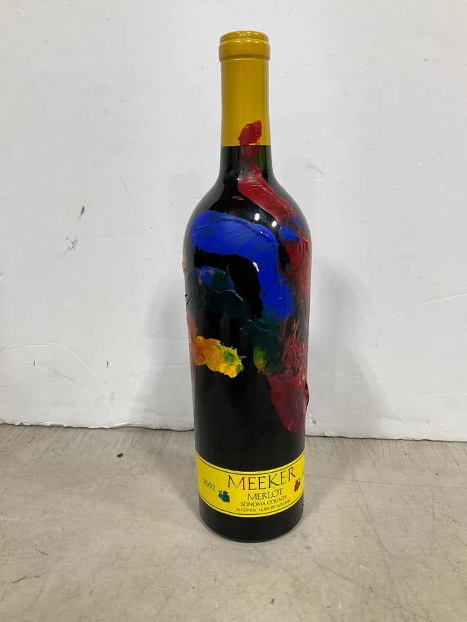 2002 Meeker Merlot(750mL): Any contents in bottle is Free; You are bidding on the bottle & unbroken tax stamp