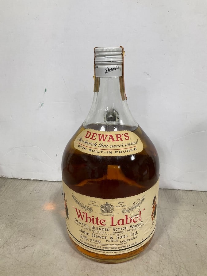 Dewar's White Label blended scotch whisky(1.75L,sealed): Any contents in bottle is Free; You are bidding on the bottle & unbroken tax stamp
