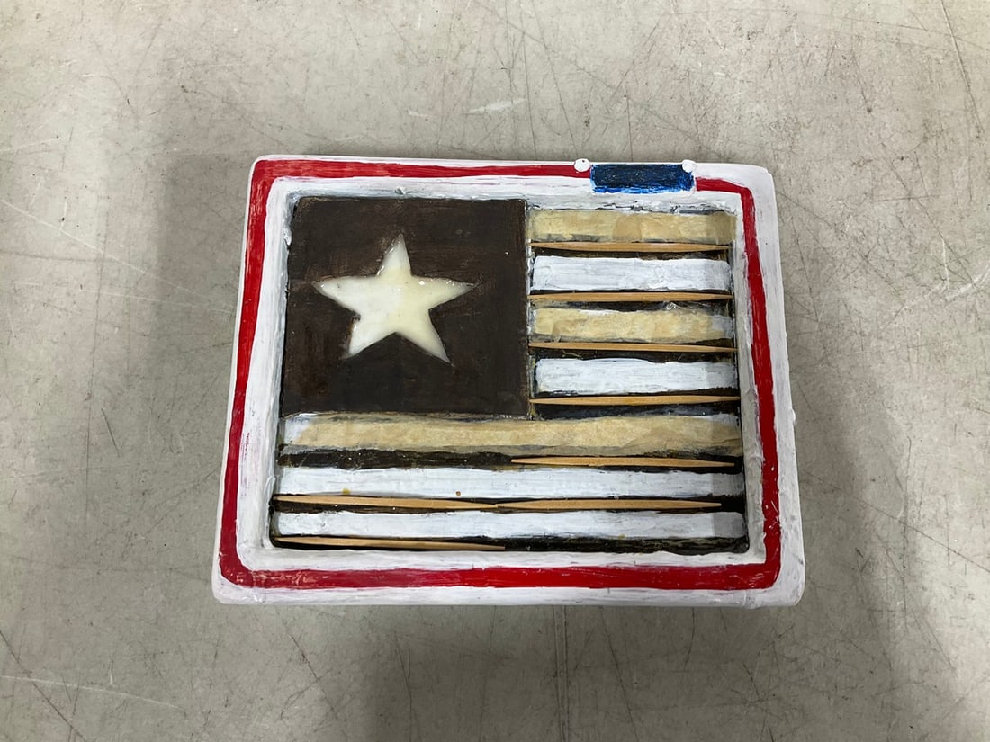 American Folk art Flag Sculpture artist signed(5.5in.x6.5in.) (1 of 1)