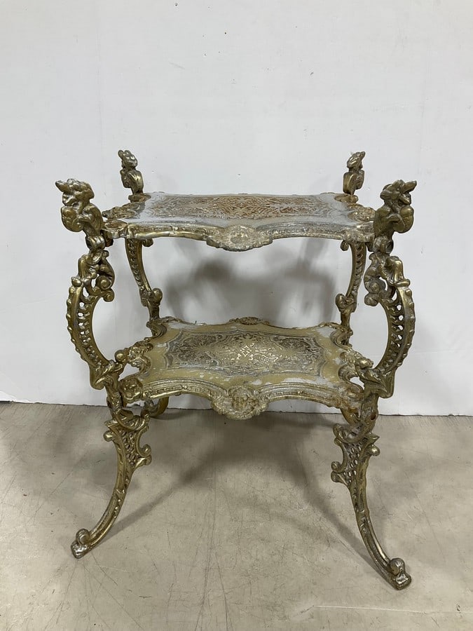 Ornate Brass Two Tier Table (22inx16inx13in) (1 of 1)