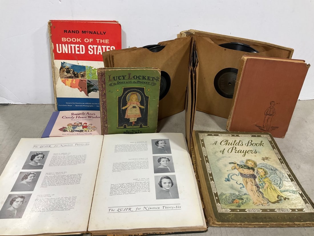 Vintage Record Set, Books, and 1936 Yearbook (1 of 1)