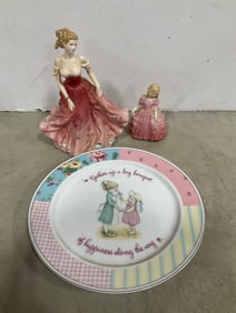 Royal Doulton Figures (Tallest - 9in), and Holly Hobbie Plate