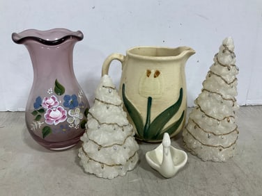 Handpainted Glass Vase, Candles, Ceramic Pitcher, and more (Tallest - 8in)
