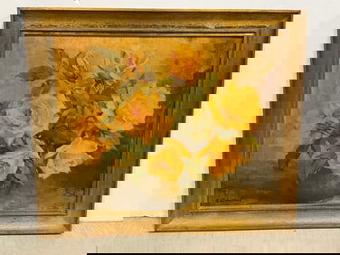 Framed and Signed Floral Artwork (14.5inx17in)