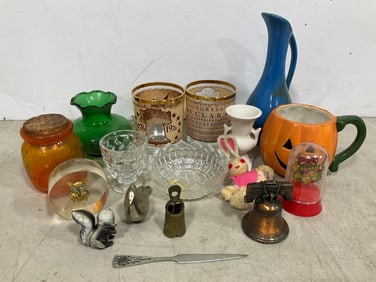 Various Glasses, Trinkets, Pitcher, and moreTallest - 8in)