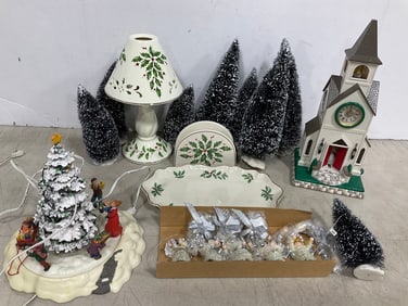 Various Christmas Tree Decor, Lenox Candle Holder, and Napkin Holder, and more (Tallest - 12.5in)
