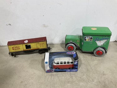 Vintage tin organizer, Maisto collectible(new in box), and more