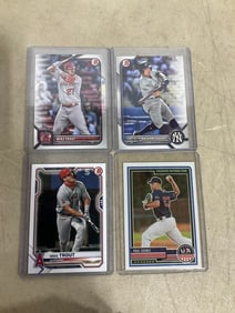 Collectible cards in covers(Anthony Volpe,Mike Trout, Paul Skenes)