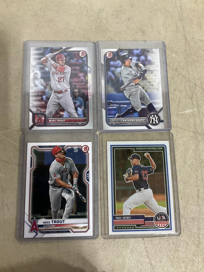 Collectible cards in covers(Anthony Volpe,Mike Trout, Paul Skenes): Collectible cards in covers(Anthony Volpe,Mike Trout, Paul Skenes)