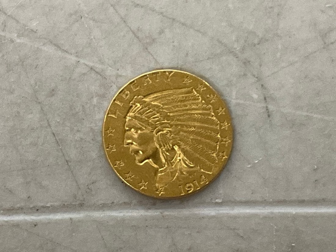1914 gold 2 half dollar indian head coin (1 of 1)