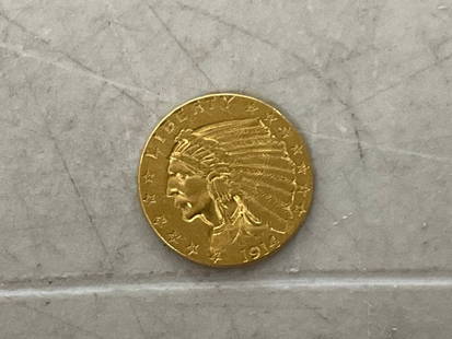 1914 gold 2 half dollar indian head coin: 1914 gold 2 half dollar indian head
