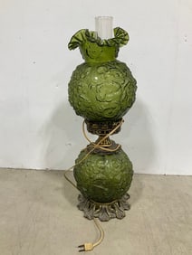 Fenton Gone with the Wind green poppy lamp(24in.tall)