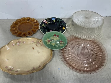 Various serving platters and decorative plate