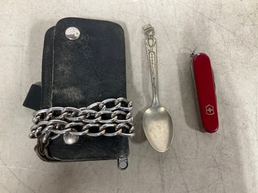Charlie McCarthy spoon, pocket knife, and more