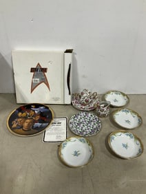 Star Trek porcelain collectible plate and other hand painted plates