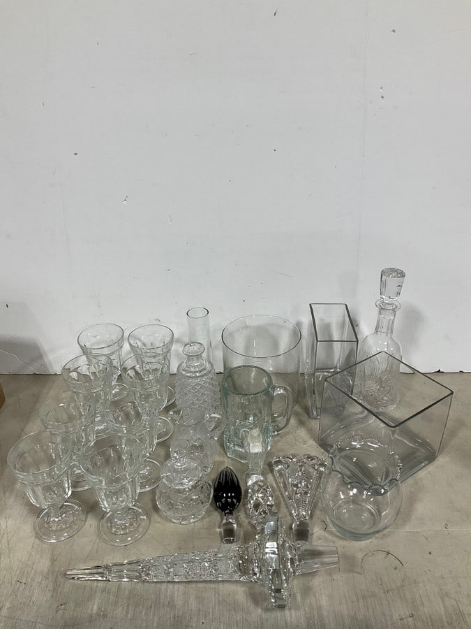 Crystal glass decanter, pitcher, vases, and more(11.5in.tallest) (1 of 1)