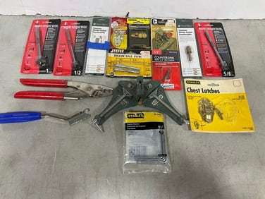 Stanley chest latches, brassware, multi angle drills, and more